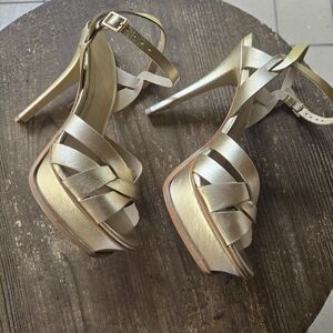 High heel platforms gold size 8